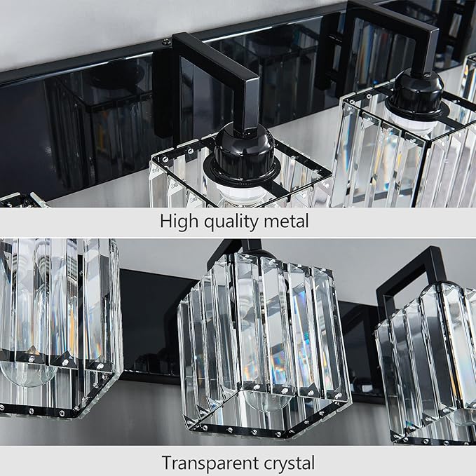 FDPBY Modern Bathroom Vanity Light 5-Lights Plating Black Vanity Light Crystal - Image 6