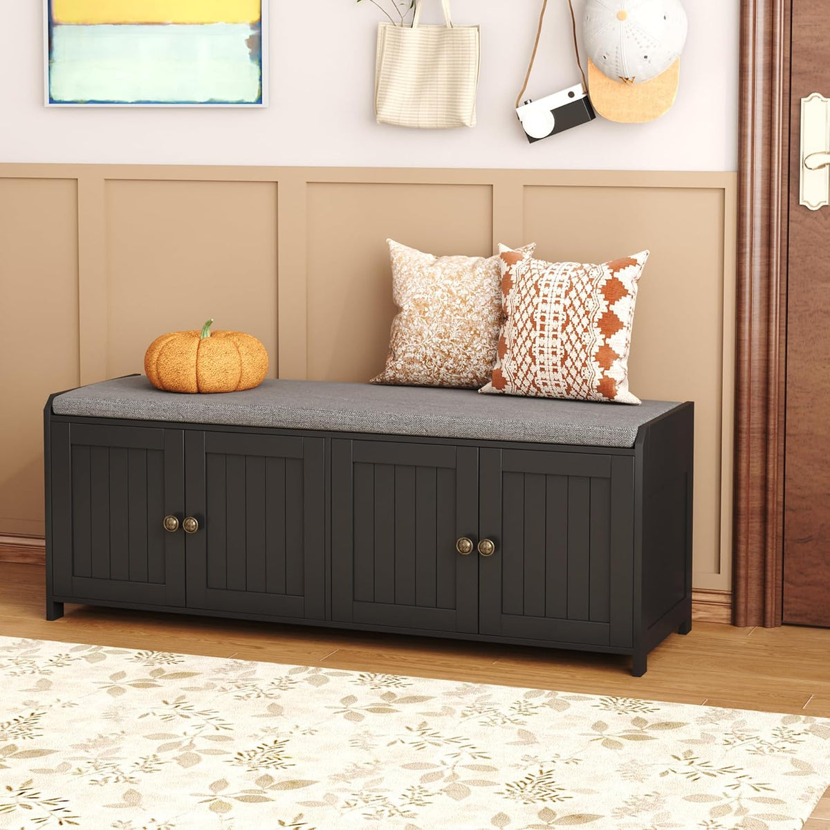 homefort 48.4" shoe storage bench with cushion, entryway, main product view