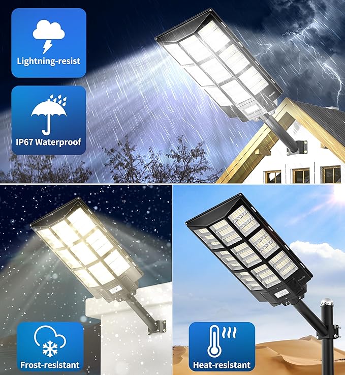 Gefolly SL-7200W Solar Street Light Outdoor, Wide Angle 450000LM - Image 7