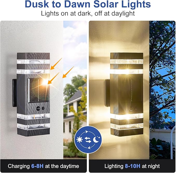 Delicavy 2 Pack Solar Outdoor Wall Lights - Image 5