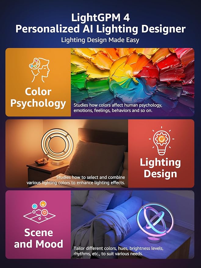Lepro TB1 AI Smart Table Lamp, RGB+IC Addressable Color Changing Desk Light - Image 2