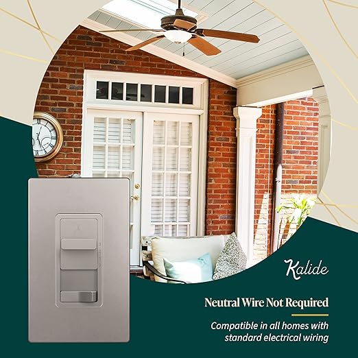 TOPGREENER Kalide Light Switch and 3-Speed Ceiling Fan Control Combo, in Wall - Image 5