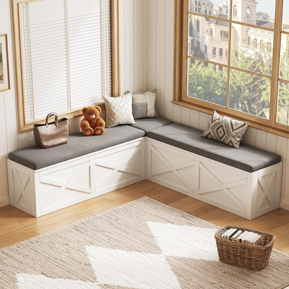 breakfast nook bench, l shaped storage bench with, main product view