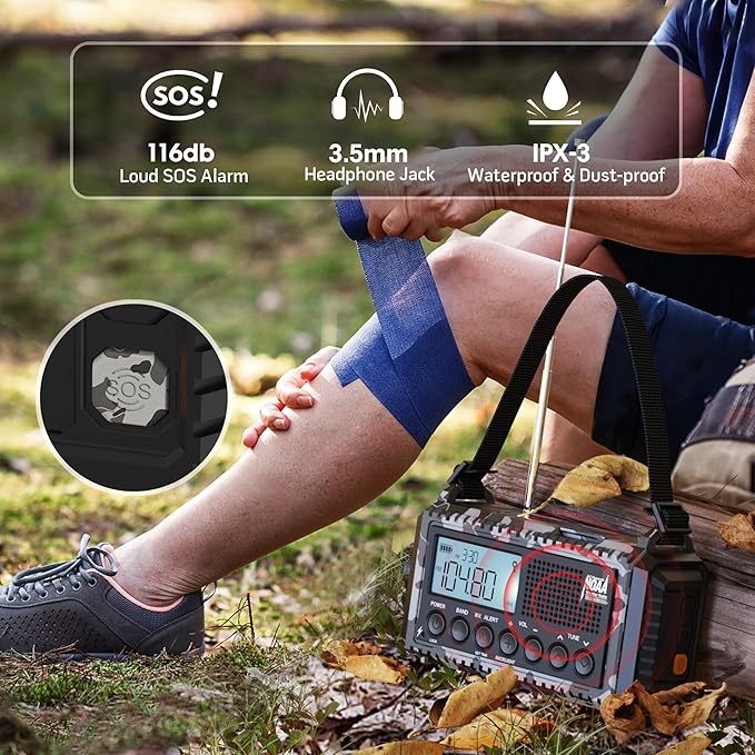 Mesqool Emergency Radio AM/FM/SW/NOAA Weather Radio, 12000 Battery Powered - Image 4