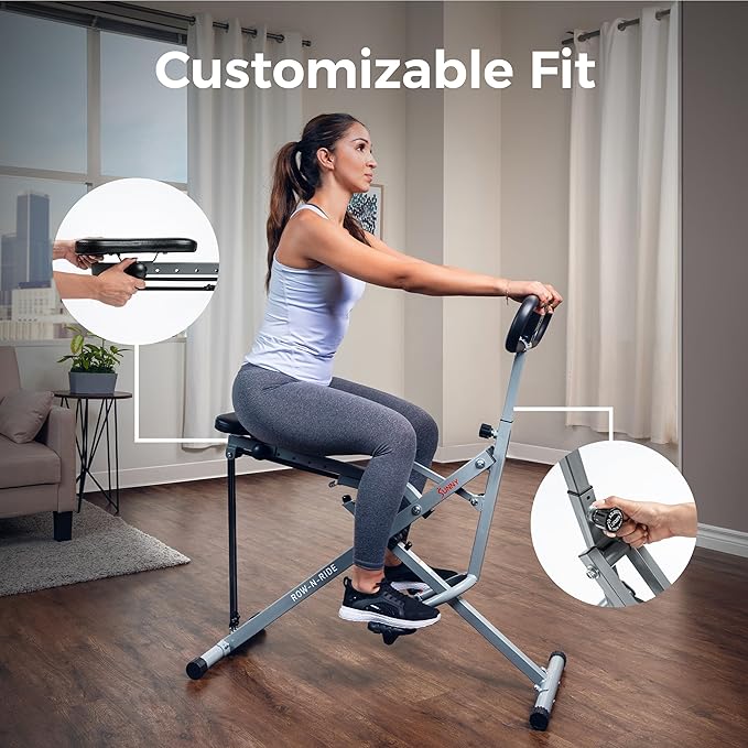 Sunny Health & Fitness Smart Row-N-Ride Glute & Leg Trainer, Foldable Squat - Image 7