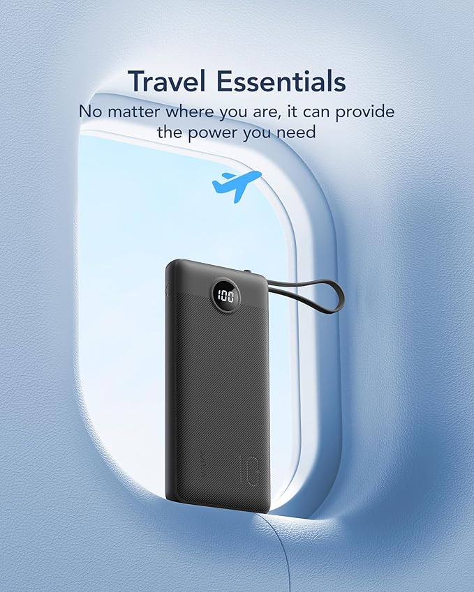 VRURC Portable Charger with Built in Cables, Slim Power Bank 10000mAh, USB C - Image 8