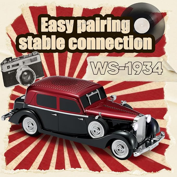 WSTER WS-1934 Retro Classic Car Bluetooth Replica Speaker – Wireless HD Sound - Image 5