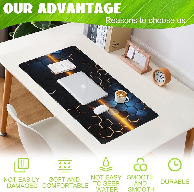 Eflxamz Large Gaming Mouse Pad, Honeycomb Technology Desk Pad, Extended - Image 4