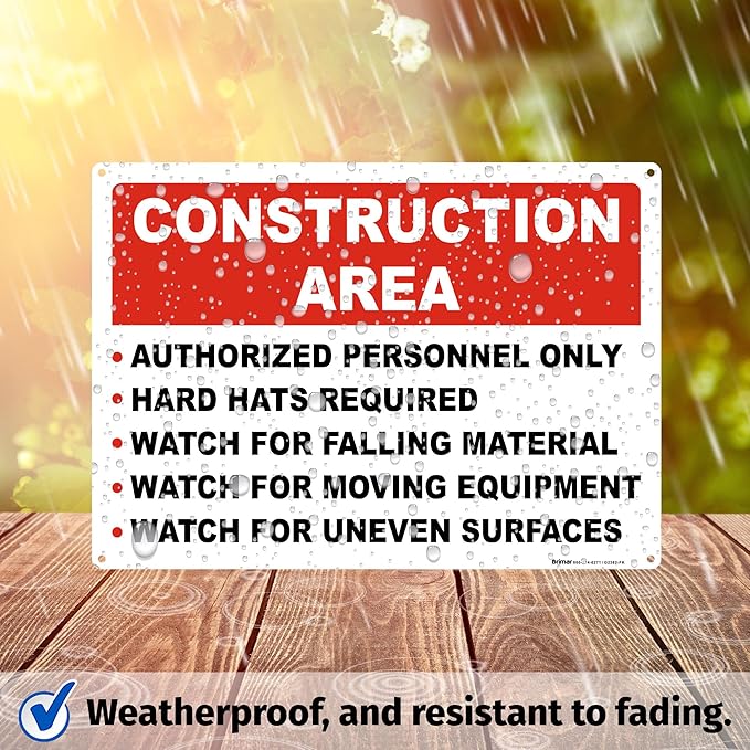 Brimar 14"x10" Construction Area Rules Sign - Image 6