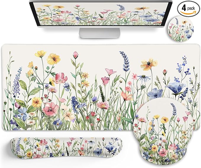 LIMKRIAN Flower Mouse Pad Set Large Desk Matt by LIMKRIAN