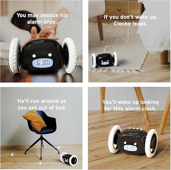 CLOCKY Extra Loud Alarm Clock for Heavy Sleepers on Wheels Rolls Runs Away - Image 9