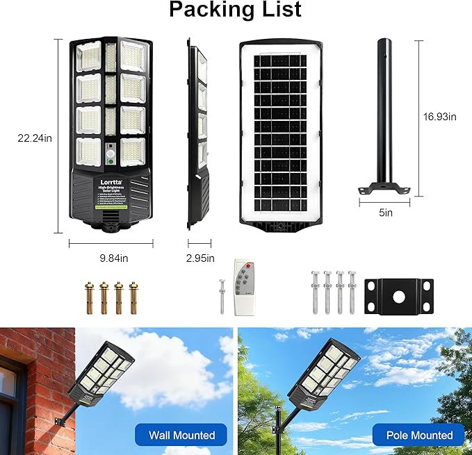 Lorrtta Solar Lights Outdoor Waterproof, 22 Inch Solar Street Light - Image 8