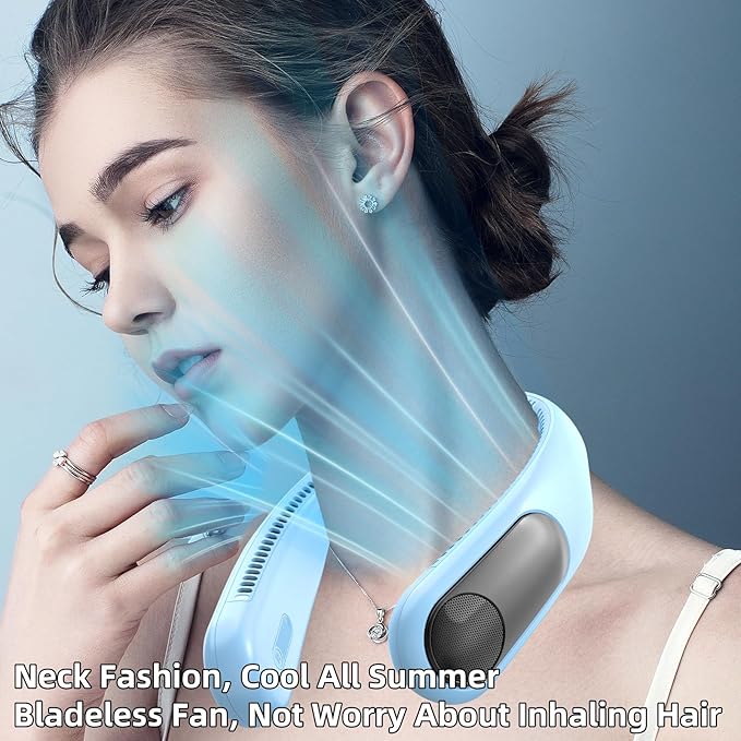 Portable Neck Fan, Personal Wearable Bladeless Fan, LED Display, 6000mAh USB - Image 5