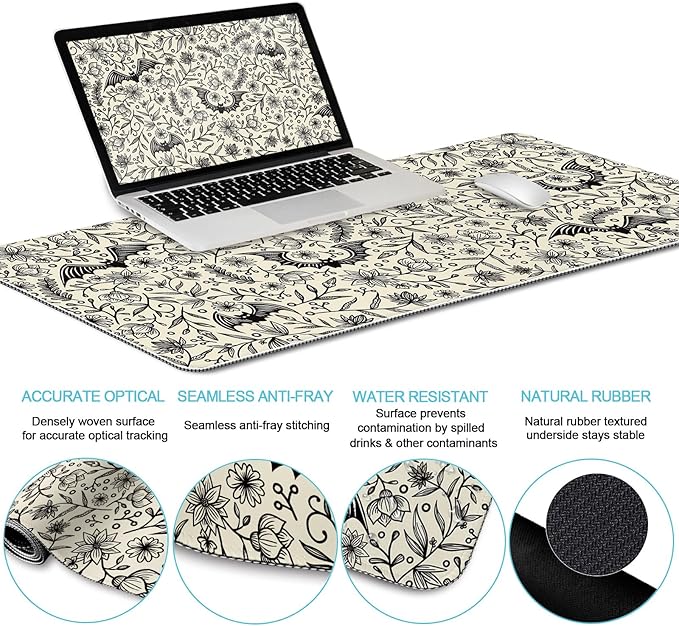 LIMKRIAN Goth Bat Mouse Pad Set Large Desk Mat - Image 3