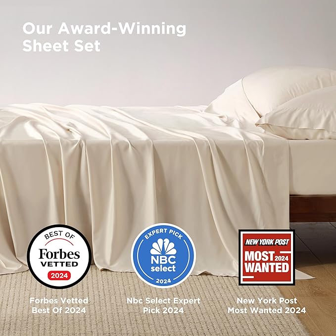 Bedsure Queen Sheet Set, Rayon Derived from Bamboo, Cooling Sheets, Breathable - Image 2