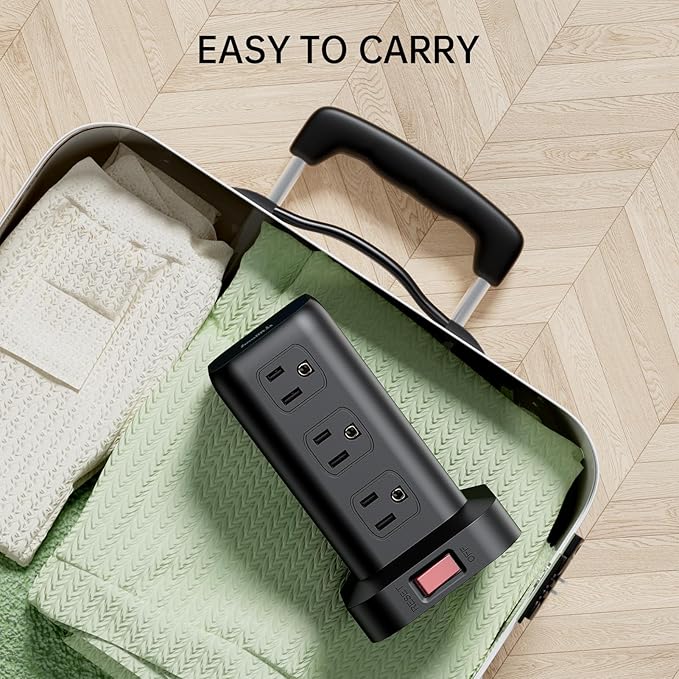 PD 20W USB C Surge Protector, Mini Power Strip Tower Travel 12 AC 4 USB Power - Image 7