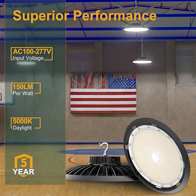 ACOHOOK 2Pack 600W UFO LED High Bay Light 5000K Daylight, 000 Lumens Super - Image 2