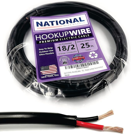 NATIONAL Wire & Cable – 18 AWG 2-Conductor Premium Copper Wire, 25 ft, Stranded by NATIONALWireCable