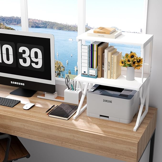 aboxoo Printer Stand for Desk, Desktop Printer Shelf Large 3-Tier Multi-Purpose - Image 6