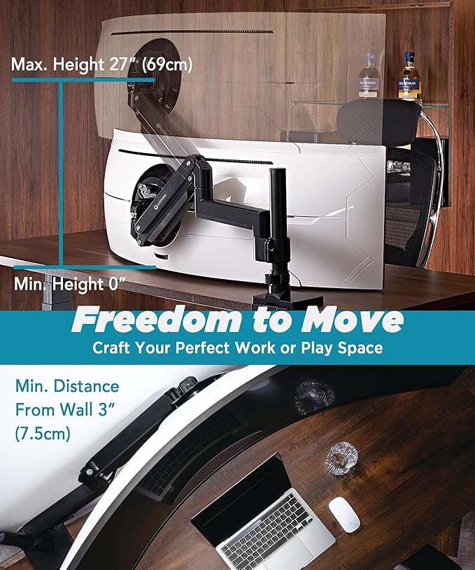 ULTRARM Heavy Duty Monitor Arm for Ultrawide Monitors up to 57" and 44 lbs - Image 3
