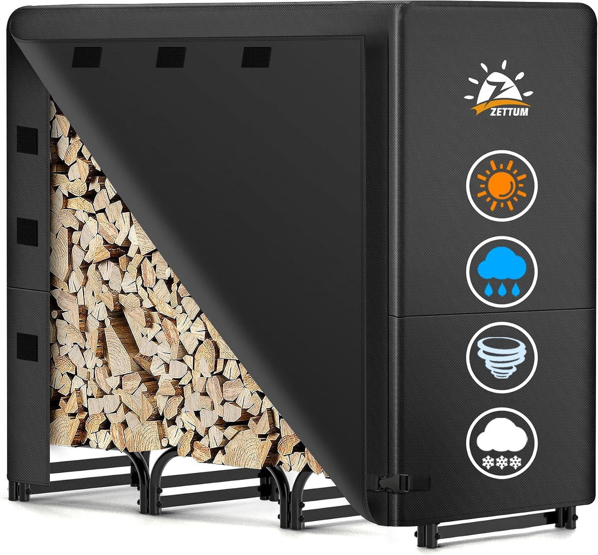 zettum 4ft firewood log rack with cover, main product view
