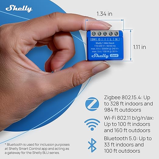 Shelly 1 Mini Gen4 | Wi-Fi, Zigbee & Matter Smart Relay Switch - Image 5