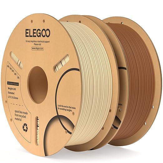 ELEGOO PLA Filament 1.75mm Brown & Beige 2KG, 3D Printer Filament Dimensional by ELEGOO