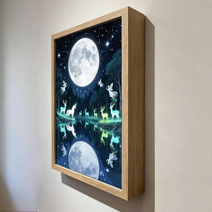 URVIP LED Glowing Photo Frame, 3D Starry-Sky Moon Animal Wall Art, 9x12 Inches - Image 4