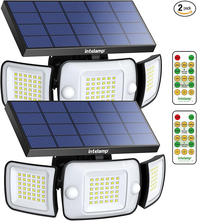 intelamp Solar Flood Lights Outdoor Waterproof, 6000mAh 1200LM Solar Powered by IntelampSolarLightingArtist