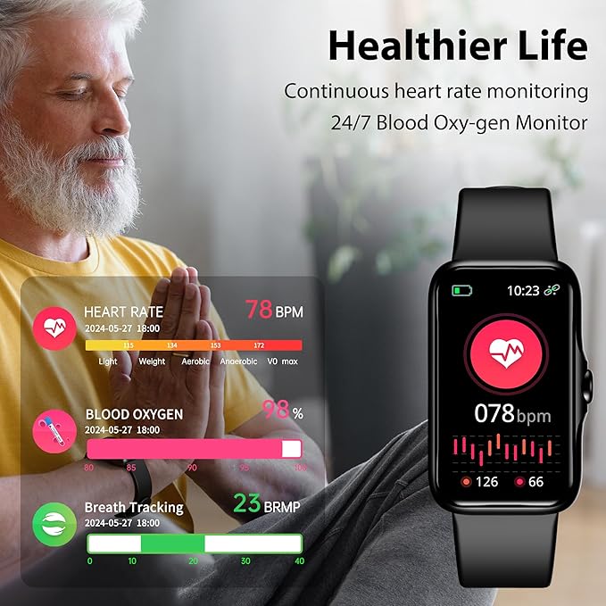 JYUAJOI Fitness Tracker with 24/7 Continuous Heart Rate, Blood Oxygen Monitor - Image 3