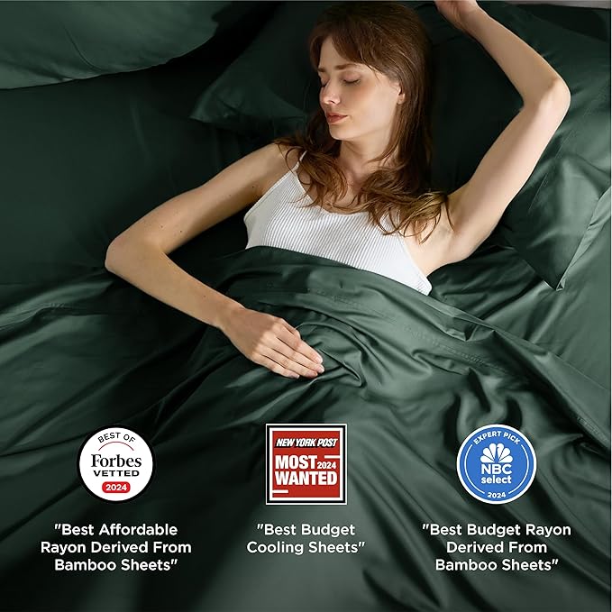 Bedsure Queen Sheet Set, Rayon Derived from Bamboo, Cooling Sheets, Breathable - Image 2