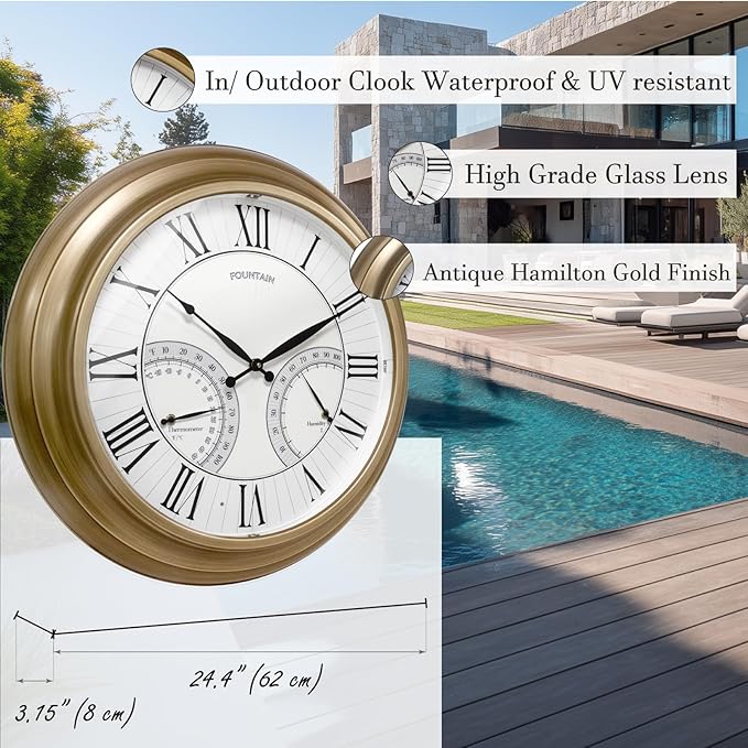 FOUNTAIN DESIGNS 24 Inch in/Outdoor Wall Clock - Image 2