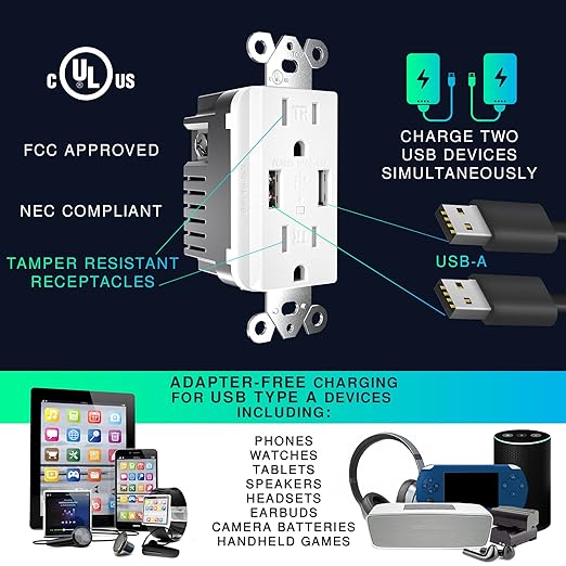 EverElectrix 10 Pack 4.8A Wall Outlet - Image 3