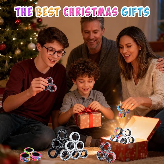 Cevioce 3Pcs Magnetic Rings Fidget Toy Set, Idea ADHD Anxiety Magnetic Fidget - Image 7
