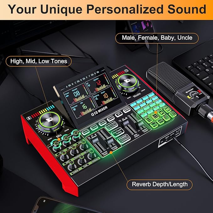 Live Sound Card Audio Mixer, Podcast Equipment Bundle - Image 3