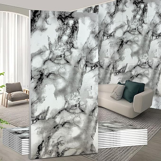 Wall Panels Peel and Stick，PVC Imitation Artificial Marble Tiles Sticker，20 pcs by Unknown