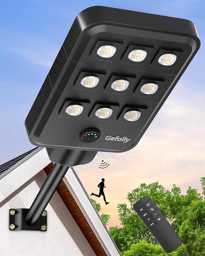 Gefolly G-9000W Solar Street Light Outdoor, Wide Angle Commercial Parking Lot by GefollyLight