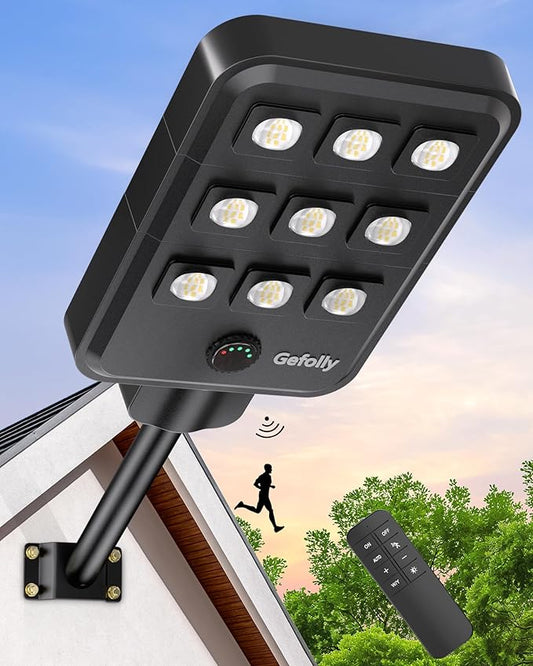 Gefolly G-9000W Solar Street Light Outdoor, Wide Angle Commercial Parking Lot by GefollyLight