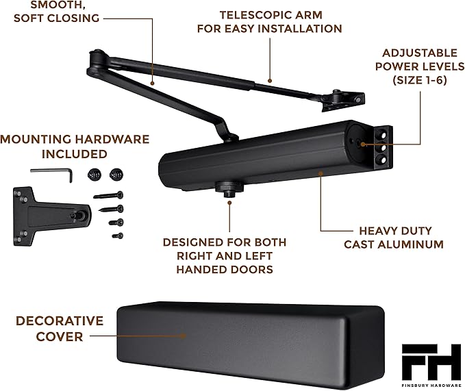 Finsbury Commercial Black Door Closer Automatic Heavy Duty High Traffic - Image 5