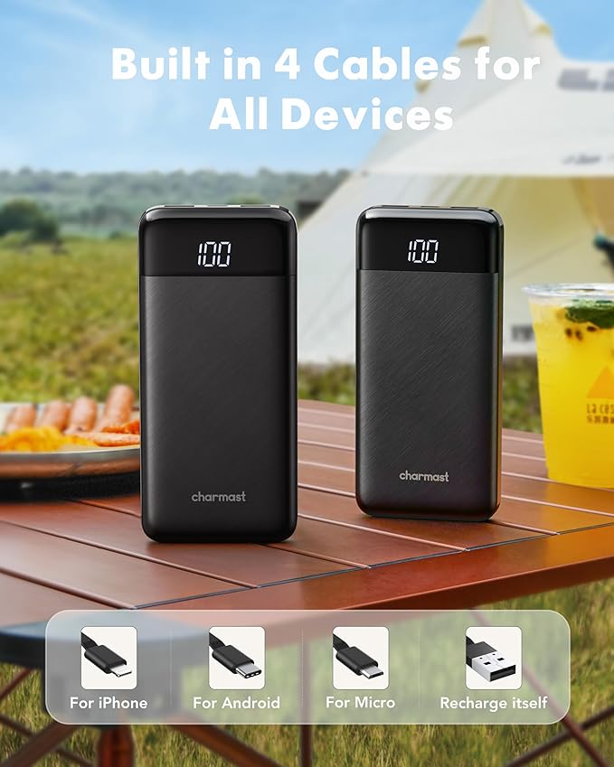 charmast Portable Charger with Built in Cables, Power Bank with Cords Wires - Image 3