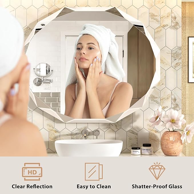 Bathroom Mirrors for Over Sink, Round Frameless Mirrors for Wall, 30x36 Inch - Image 2