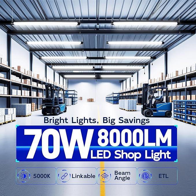 hykolity 4FT 70W LED Shop Light Linkable, 5000K Utility Shop Lights - Image 2
