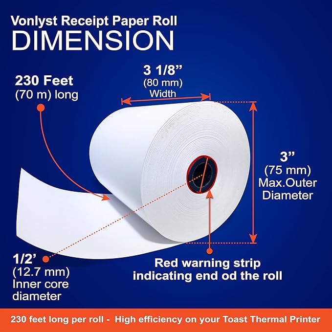 Thermal Printer Paper Roll for Toast TP200 Receipt Printer Point of Sale - Image 3