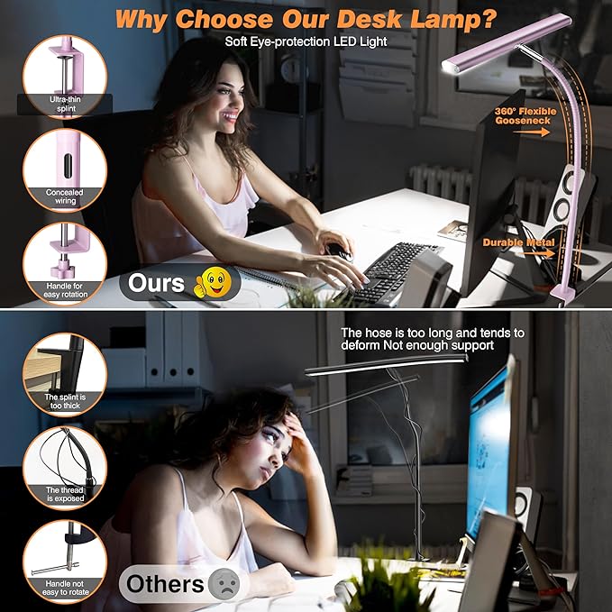 Airlonv LED Desk Lamp for Office Home, Eye-Caring Desk Light - Image 4