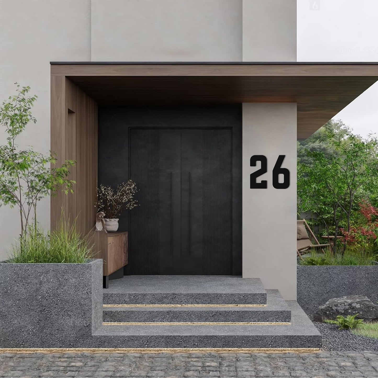 12 Inch 3 PCS Custom Large House Numbers, Modern House Address Number Letters, Metal Door Number, Large Black Address Letters Numbers for Home Street Apartment Outside