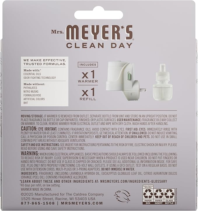 MRS. MEYER'S CLEAN DAY Premium Scented Oil Diffuser Kit, 1 warmer and .67 fl oz - Image 2