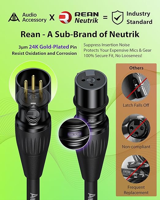 20AWG 99.99% OFC XLR Cables 100ft Nylon Braided - Image 2