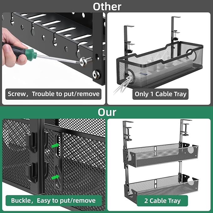 Multi-Model Under Desk Cable Management 2 Pack Metal Under Desk Wire Management - Image 4
