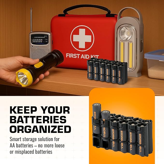 AA Battery Storage Caddy by Storacell, Holds 12 Batteries - Image 2