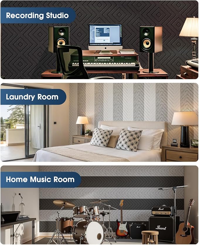 Woovio Sound Proof Foam Panels for Walls, 12 Pack Self-Adhesive Acoustic Panels - Image 8